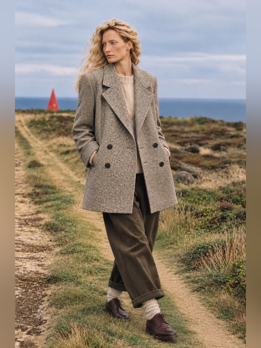 💎VINTAGE COLLECTION ÉLÉGANTE THUNDER BAY 100% WOOL TWEED DOUBLE BREASTED COAT
